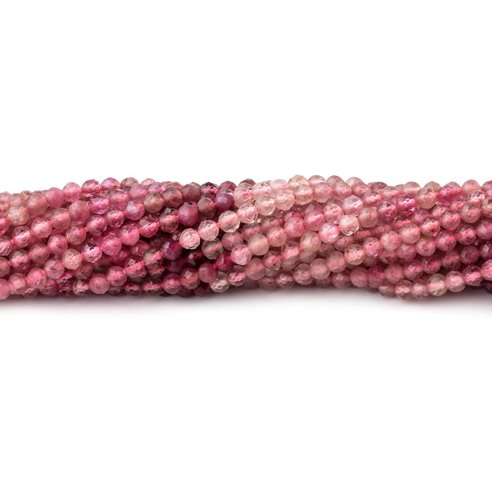 2.5mm Shaded Pink Tourmaline Micro Faceted Round Beads 13 inch 139 pieces AAA (ONLINE ORDER ONLY)