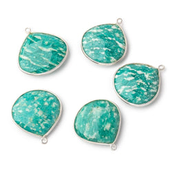 25mm Sterling Silver Bezeled Russian Amazonite Faceted Heart Focal Bead 1 piece (ONLINE ORDER ONLY)