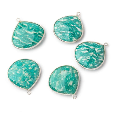 25mm Sterling Silver Bezeled Russian Amazonite Faceted Heart Focal Bead 1 piece (ONLINE ORDER ONLY)