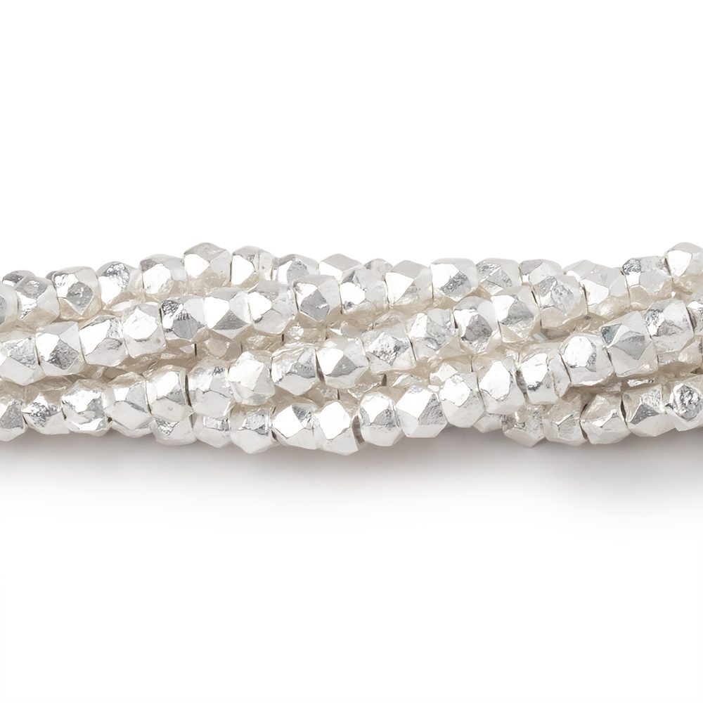 2.5mm Sterling Silver Faceted Nugget Beads 4 inch 42 pieces (ONLINE ORDER ONLY)