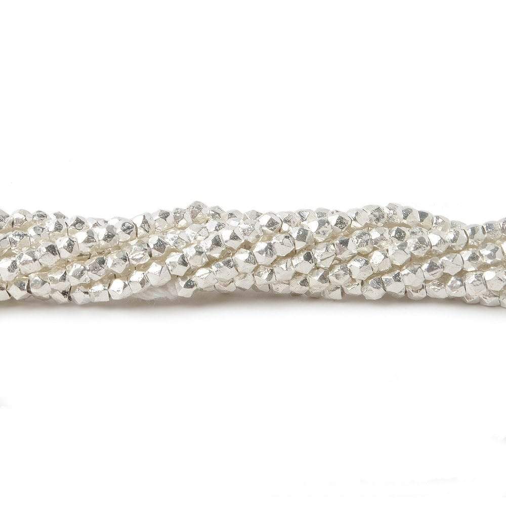 2mm Sterling Silver Faceted Nugget Beads 3.75 inch 50 pieces (ONLINE ORDER ONLY)