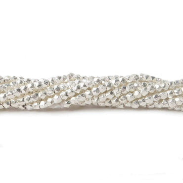 2mm Sterling Silver Faceted Nugget Beads 3.75 inch 50 pieces (ONLINE ORDER ONLY)