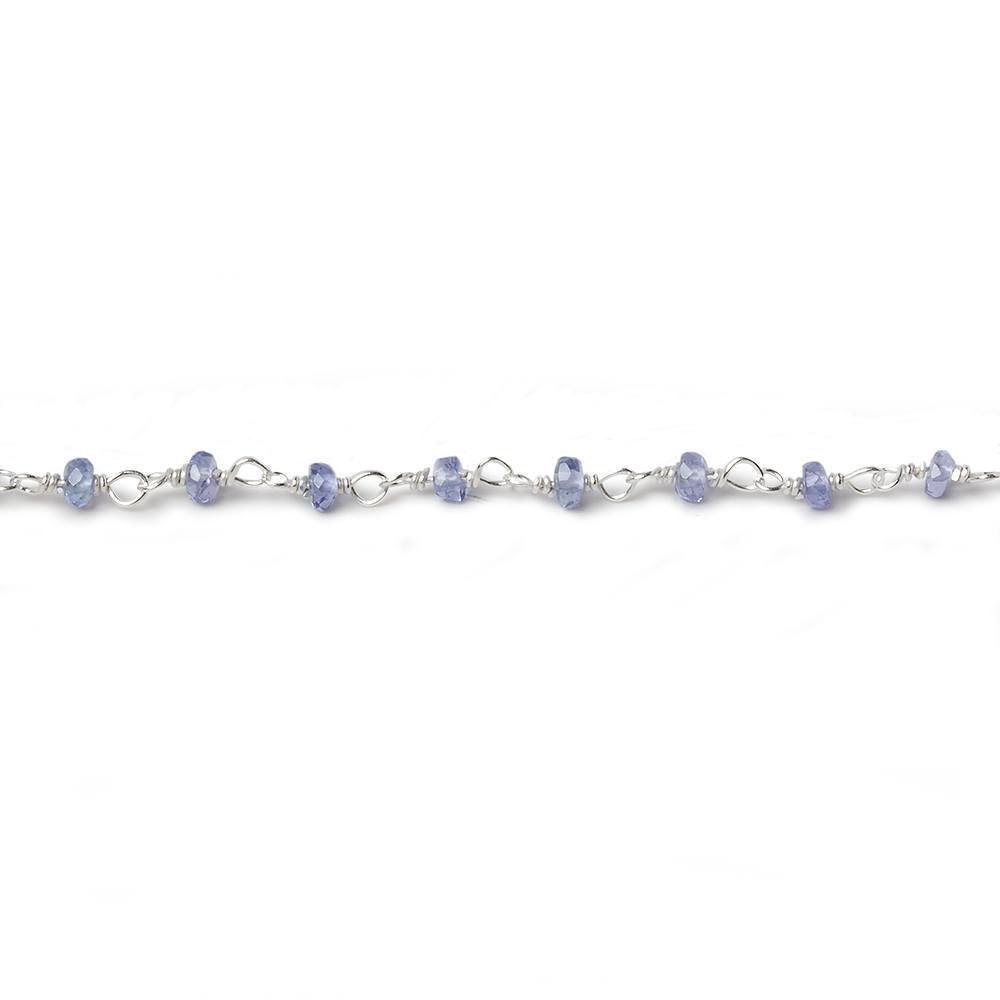2.5mm Tanzanite faceted rondelle .925 Silver Chain by the foot 44 beads (ONLINE ORDER ONLY)