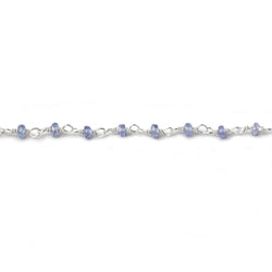 2.5mm Tanzanite faceted rondelle .925 Silver Chain by the foot 44 beads (ONLINE ORDER ONLY)