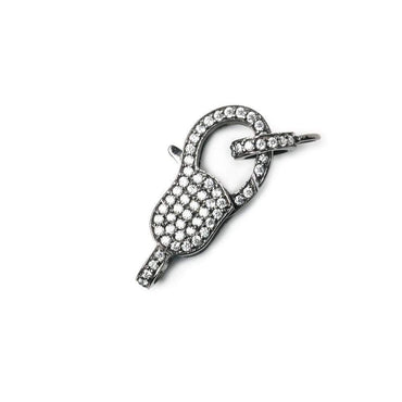 25x10mm Black Gold .925 Silver Pave CZ Lobster Clasp with CZ Ring 1 piece (ONLINE ORDER ONLY)