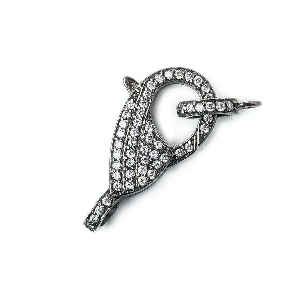 25x11mm Black Gold .925 Silver Pave CZ Lobster Clasp with CZ Ring 1 piece (ONLINE ORDER ONLY)