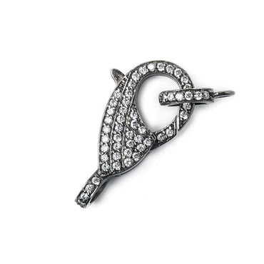 25x11mm Black Gold .925 Silver Pave CZ Lobster Clasp with CZ Ring 1 piece (ONLINE ORDER ONLY)