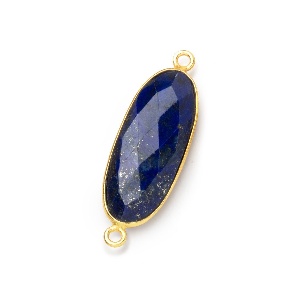 25x12mm Vermeil Bezel Lapis Lazuli Faceted Oval Connector 1 piece (ONLINE ORDER ONLY)