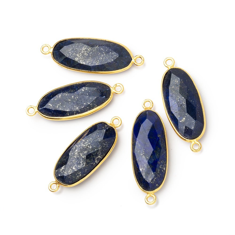 25x12mm Vermeil Bezel Lapis Lazuli Faceted Oval Connector 1 piece (ONLINE ORDER ONLY)