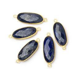 25x12mm Vermeil Bezel Lapis Lazuli Faceted Oval Connector 1 piece (ONLINE ORDER ONLY)