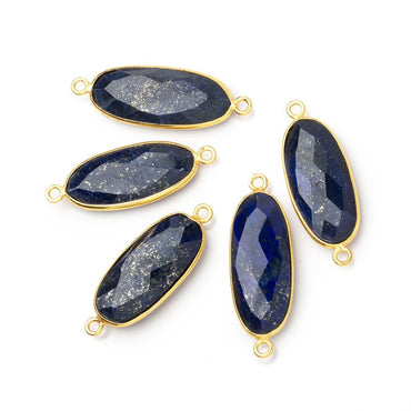 25x12mm Vermeil Bezel Lapis Lazuli Faceted Oval Connector 1 piece (ONLINE ORDER ONLY)