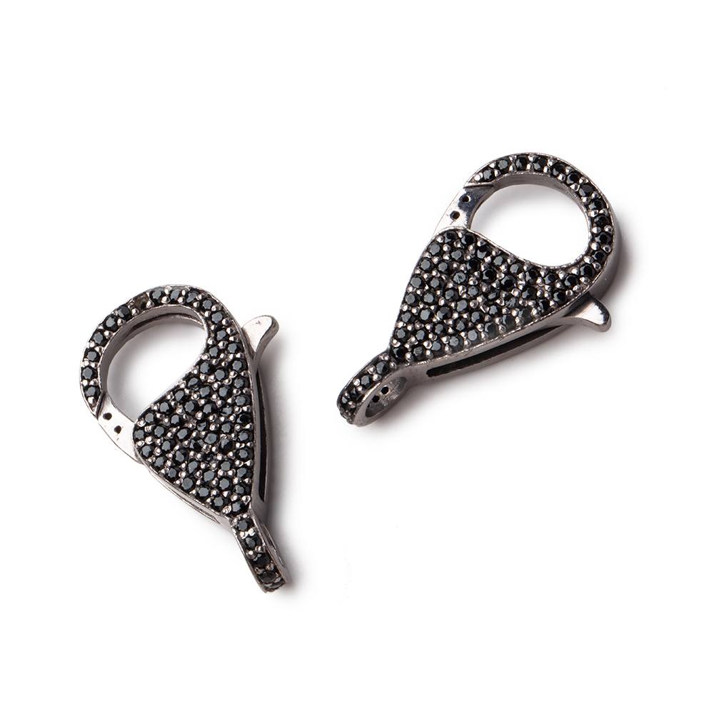 25x13mm Black Gold .925 Silver Pave Black CZ Lobster Clasp 1 piece (ONLINE ORDER ONLY)