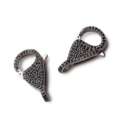 25x13mm Black Gold .925 Silver Pave Black CZ Lobster Clasp 1 piece (ONLINE ORDER ONLY)