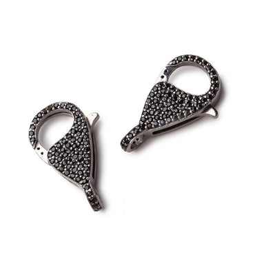 25x13mm Black Gold .925 Silver Pave Black CZ Lobster Clasp 1 piece (ONLINE ORDER ONLY)