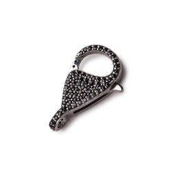 25x13mm Black Gold .925 Silver Pave Black CZ Lobster Clasp 1 piece (ONLINE ORDER ONLY)