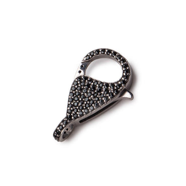 25x13mm Black Gold .925 Silver Pave Black CZ Lobster Clasp 1 piece (ONLINE ORDER ONLY)