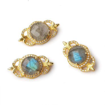 25x13mm Vermeil CZ Bezel Labradorite Fleur-De-Lis Coin 1 Connector (ONLINE ORDER ONLY)