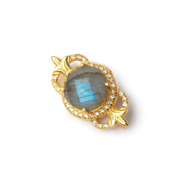 25x13mm Vermeil CZ Bezel Labradorite Fleur-De-Lis Coin 1 Connector (ONLINE ORDER ONLY)