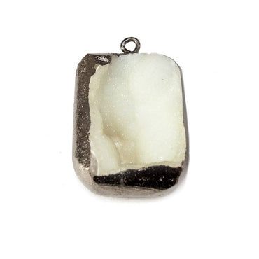 25x16mm Black Gold Leaf Edged Cream White Drusy Focal Pendant 1 piece (ONLINE ORDER ONLY)