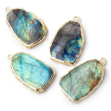 25x16mm Gold Leafed Labradorite Slice Focal Bead 1 piece (ONLINE ORDER ONLY)