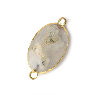 25x17mm 22kt Gold Leafed Natural Stalactite Solar Quartz Oval Connector 1 piece (ONLINE ORDER ONLY)