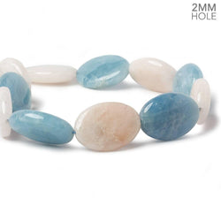 25x18mm Aquamarine & Morganite plain oval beads 17 inch 17 large hole beads (ONLINE ORDER ONLY)