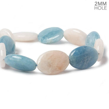 25x18mm Aquamarine & Morganite plain oval beads 17 inch 17 large hole beads (ONLINE ORDER ONLY)