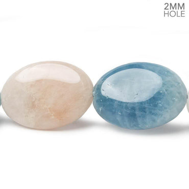 25x18mm Aquamarine & Morganite plain oval beads 17 inch 17 large hole beads (ONLINE ORDER ONLY)
