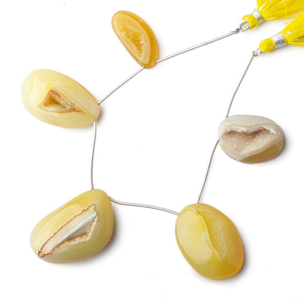 25x19-35x23mm Lemon Chiffon Agate Drusy Freeform Beads 5 pieces (ONLINE ORDER ONLY)