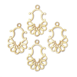 25x19mm Brushed Filigree Charm Set of 4 pieces (ONLINE ORDER ONLY)