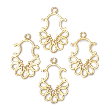 25x19mm Brushed Filigree Charm Set of 4 pieces (ONLINE ORDER ONLY)