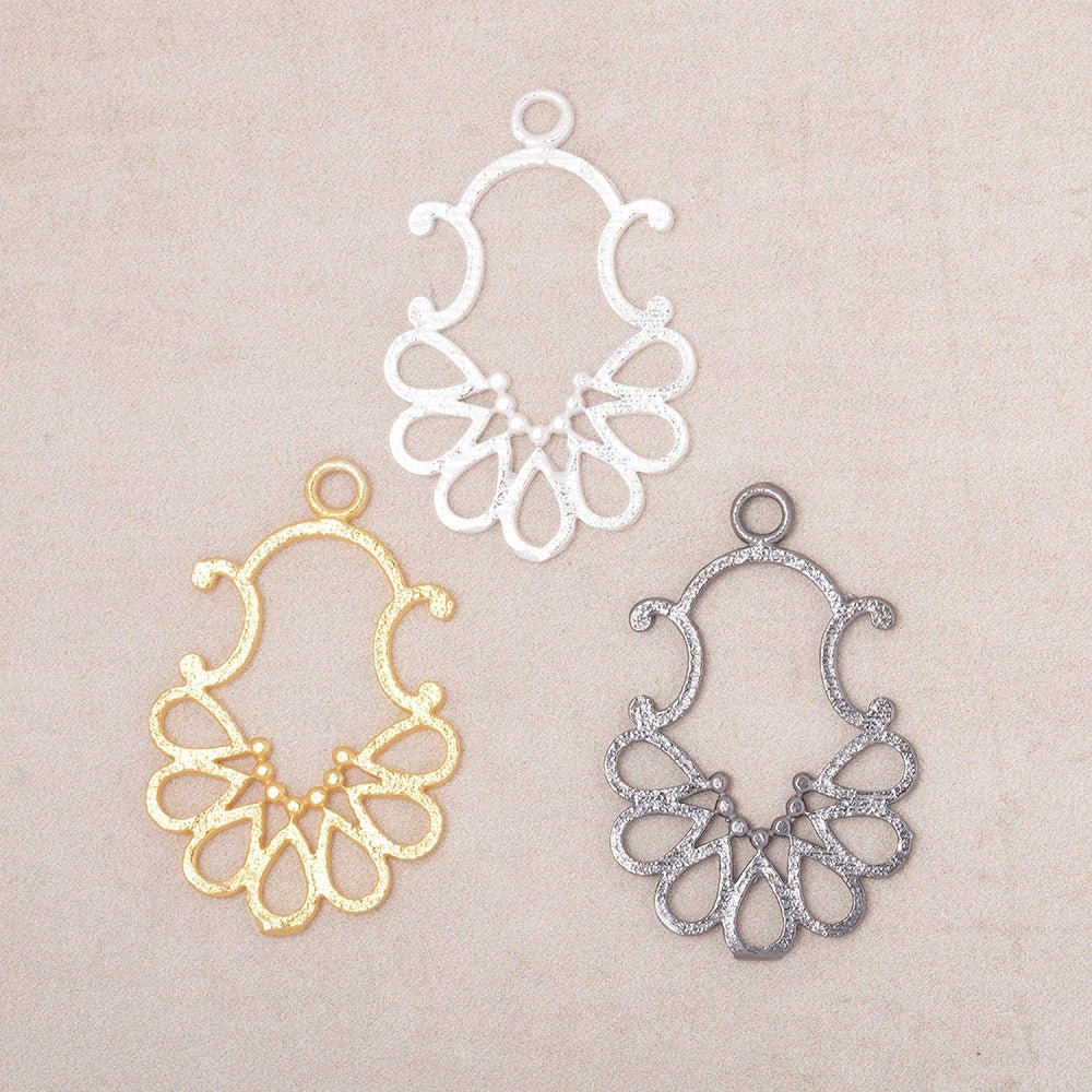 25x19mm Brushed Filigree Charm Set of 4 pieces (ONLINE ORDER ONLY)
