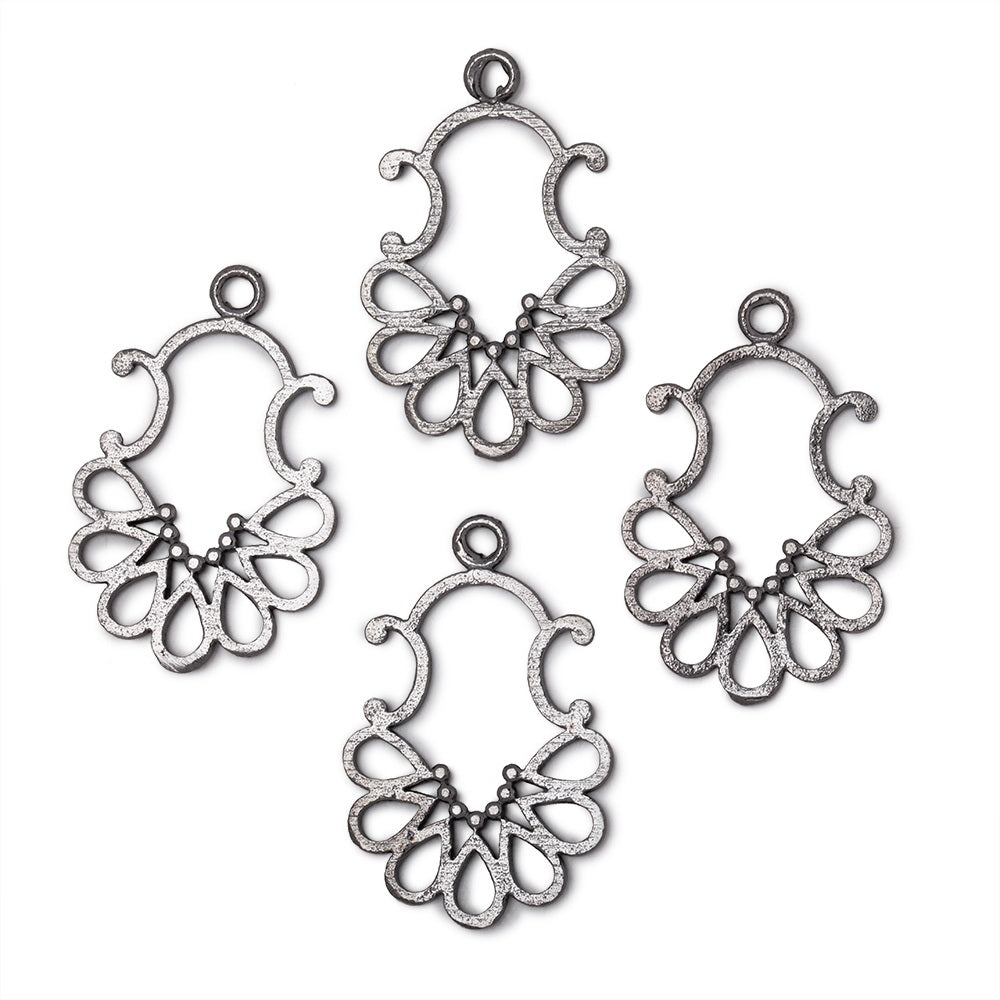 25x19mm Brushed Filigree Charm Set of 4 pieces (ONLINE ORDER ONLY)