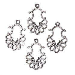 25x19mm Brushed Filigree Charm Set of 4 pieces (ONLINE ORDER ONLY)