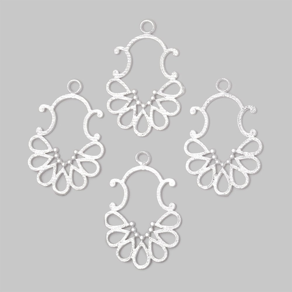 25x19mm Brushed Filigree Charm Set of 4 pieces (ONLINE ORDER ONLY)