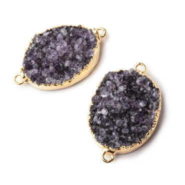 25x19mm Gold Leafed Oval Drusy Connector 1 piece (ONLINE ORDER ONLY)