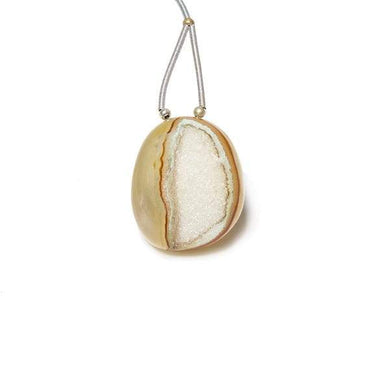 25x21mm Cream Translucent Agate Drusy Freeform Focal Bead 1 piece (ONLINE ORDER ONLY)