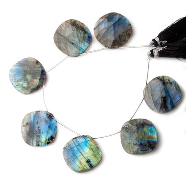 25x25mm Labradorite Faceted Cushion Beads 8 inch 7 pieces (ONLINE ORDER ONLY)