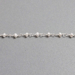 2.5x2mm White Baroque Freshwater Pearl Sterling Silver Chain by the foot (ONLINE ORDER ONLY)