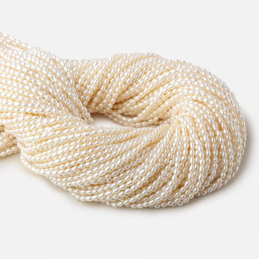 3x4mm Off White straight drilled Oval freshwater pearls 15.5 inch 120 pieces A (ONLINE ORDER ONLY)