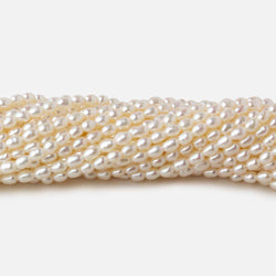 3x4mm Off White straight drilled Oval freshwater pearls 15.5 inch 120 pieces A (ONLINE ORDER ONLY)