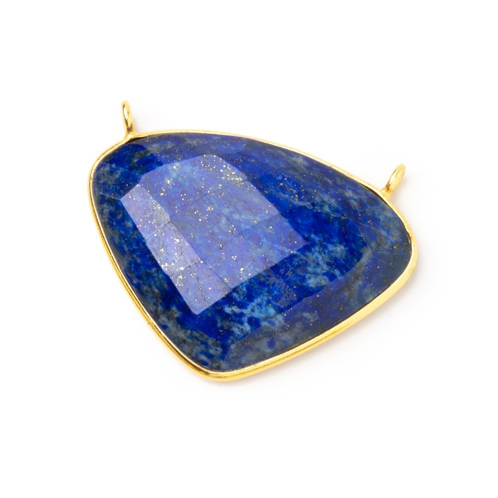 25x35mm Vermeil Bezel Lapis Lazuli Cleftless Heart Connector 1 piece (ONLINE ORDER ONLY)