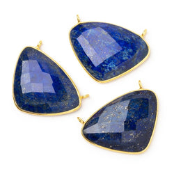 25x35mm Vermeil Bezel Lapis Lazuli Cleftless Heart Connector 1 piece (ONLINE ORDER ONLY)