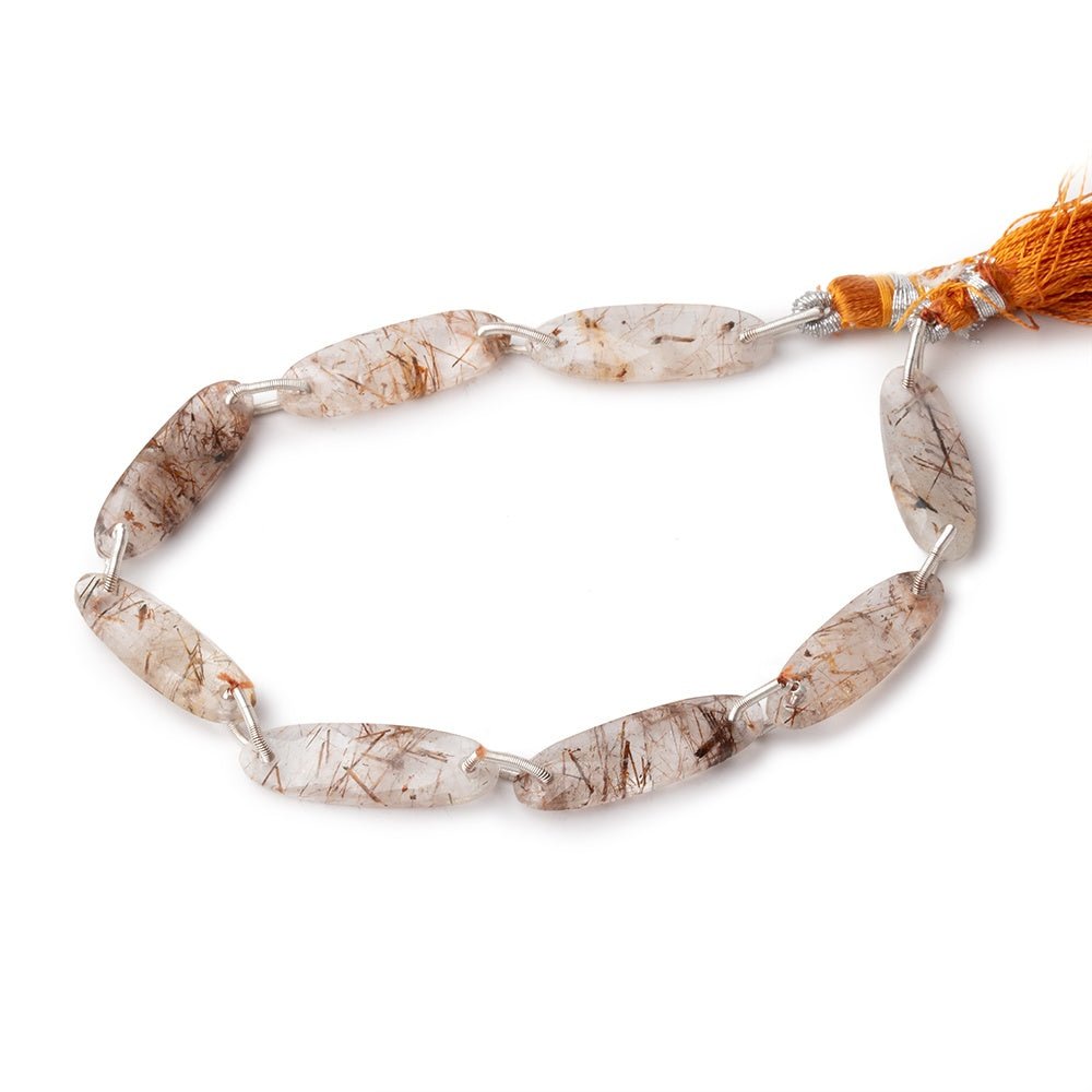 25x8mm Rutilated Quartz Double Drilled Rectangles 8 inch 8 Beads (ONLINE ORDER ONLY)