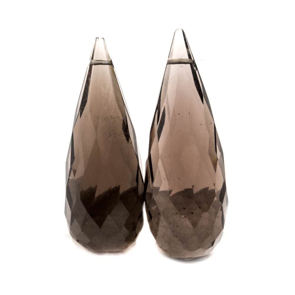 25x9-27x9mm Smoky Quartz Faceted Tear Drop Focal Bead Set of 2 (ONLINE ORDER ONLY)