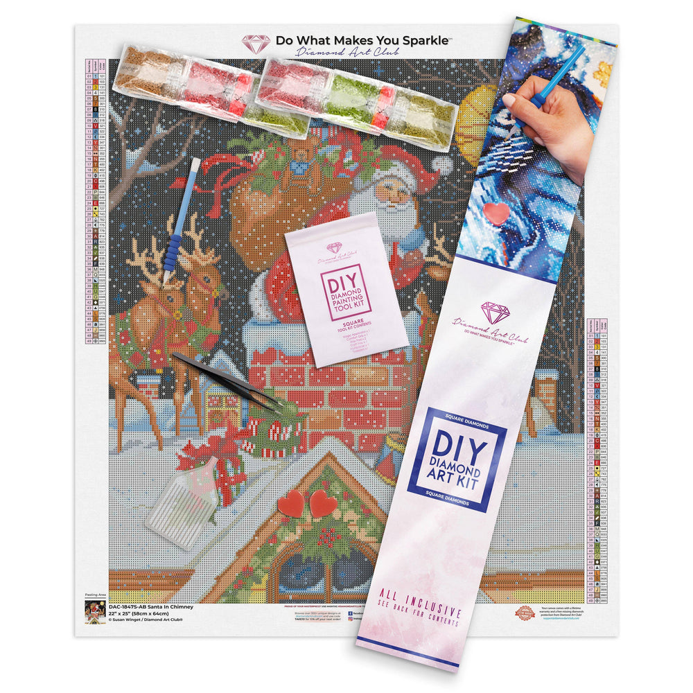 Diamond Art Club – Santa in the Chimney Christmas Diamond Painting (Square Drill, 22" x 25") (ONLINE ORDER ONLY)