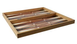 Backgammon - 19" American Walnut Decoupage Backgammon Set (ONLINE ORDER ONLY)