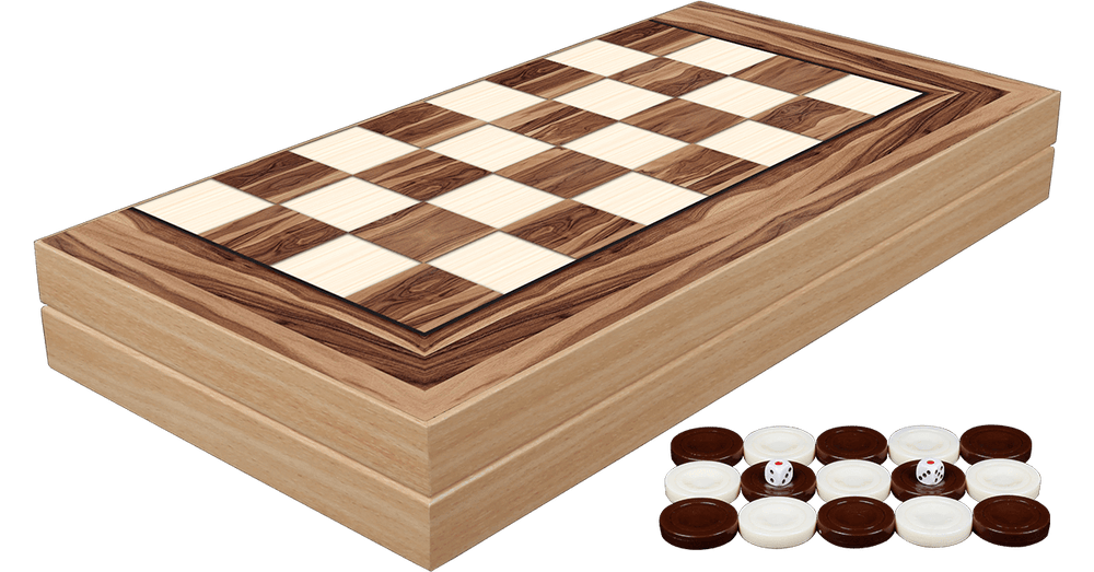 Backgammon - 19" American Walnut Decoupage Backgammon Set (ONLINE ORDER ONLY)
