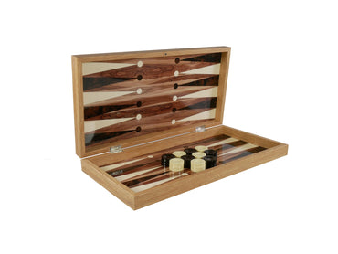 Backgammon - 19" American Walnut Decoupage Backgammon Set (ONLINE ORDER ONLY)