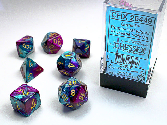 Gemini® Mini-Polyhedral Purple-Teal/gold 7-Die Set (Mini Poly Release 2) (Online Only)